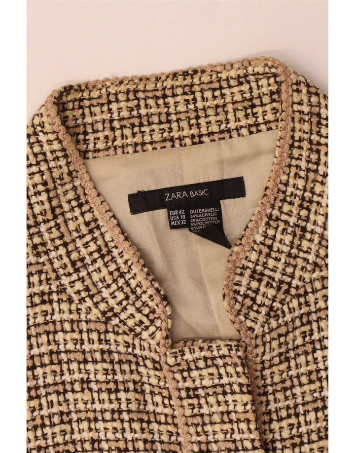 Zara Dame Blazer Jakke EU 42 Stor Beige Ternet Akryl
