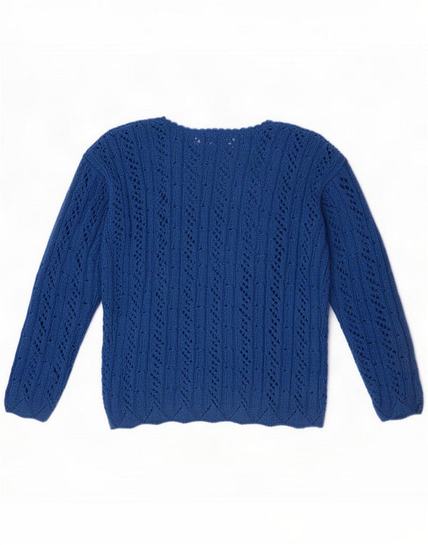 Vintage Dame Boat Neck Jumper Sweater UK 16 Large Blue