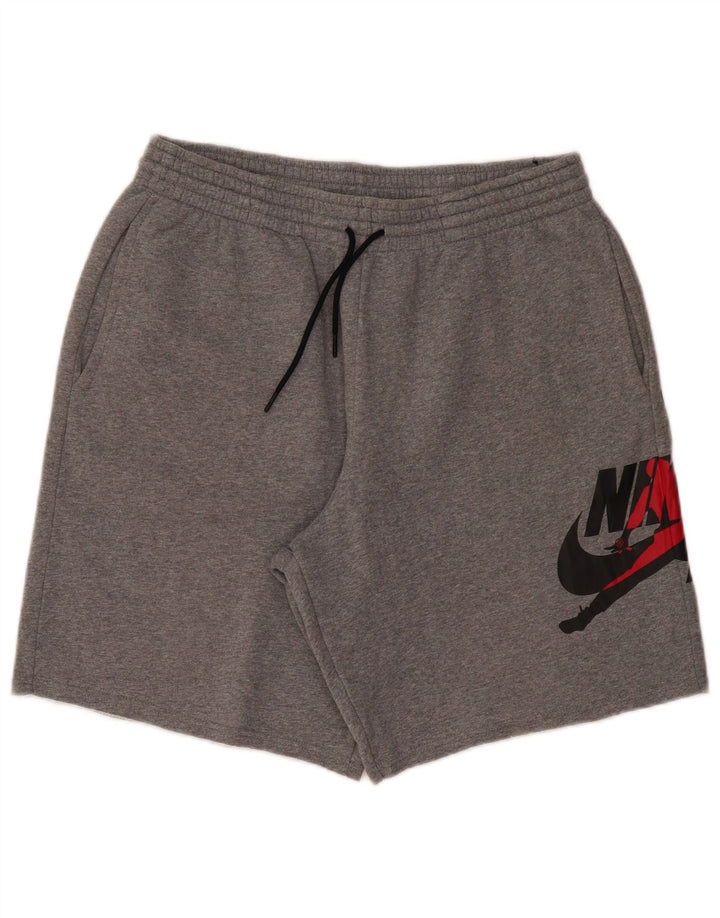 Jordan Herre grafiske sportsshorts store grå flækkede bomuld