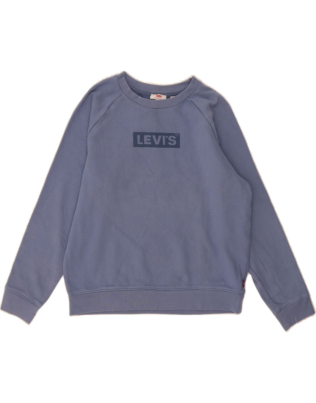 LEVI'S Womens Oversized Graphic Sweatshirt Jumper UK 10 Small Blue Cotton Vintage Levi's and Second-Hand Levi's from Messina Hembry 