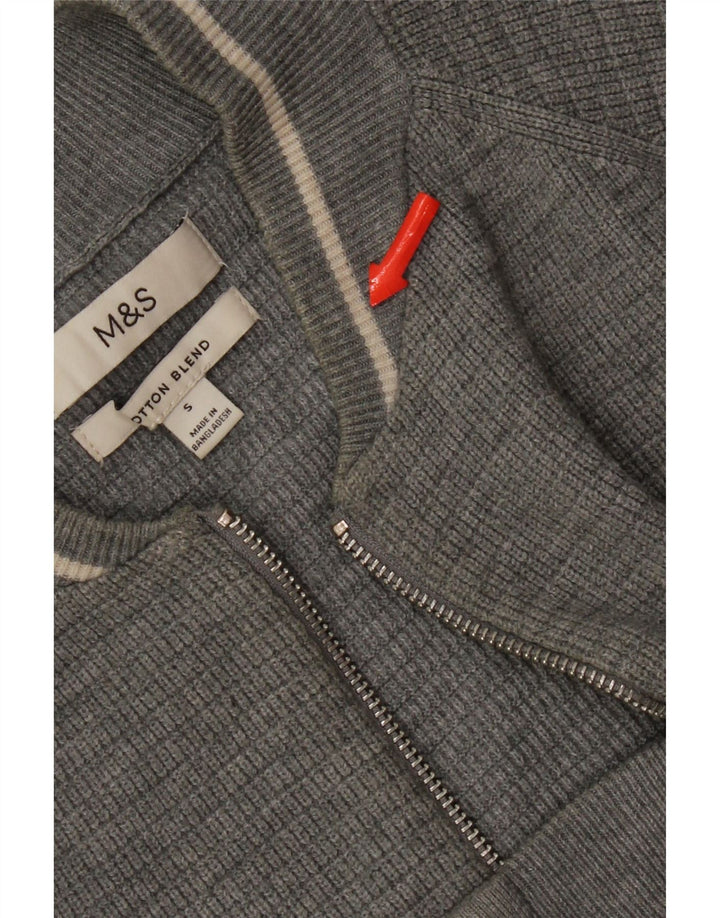 Marks & Spencer Herre Cardigan Sweater Lille Grå Polyester