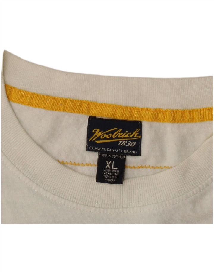 Woolrich Herre Grafisk T-Shirt Top XL Hvid Bomuld