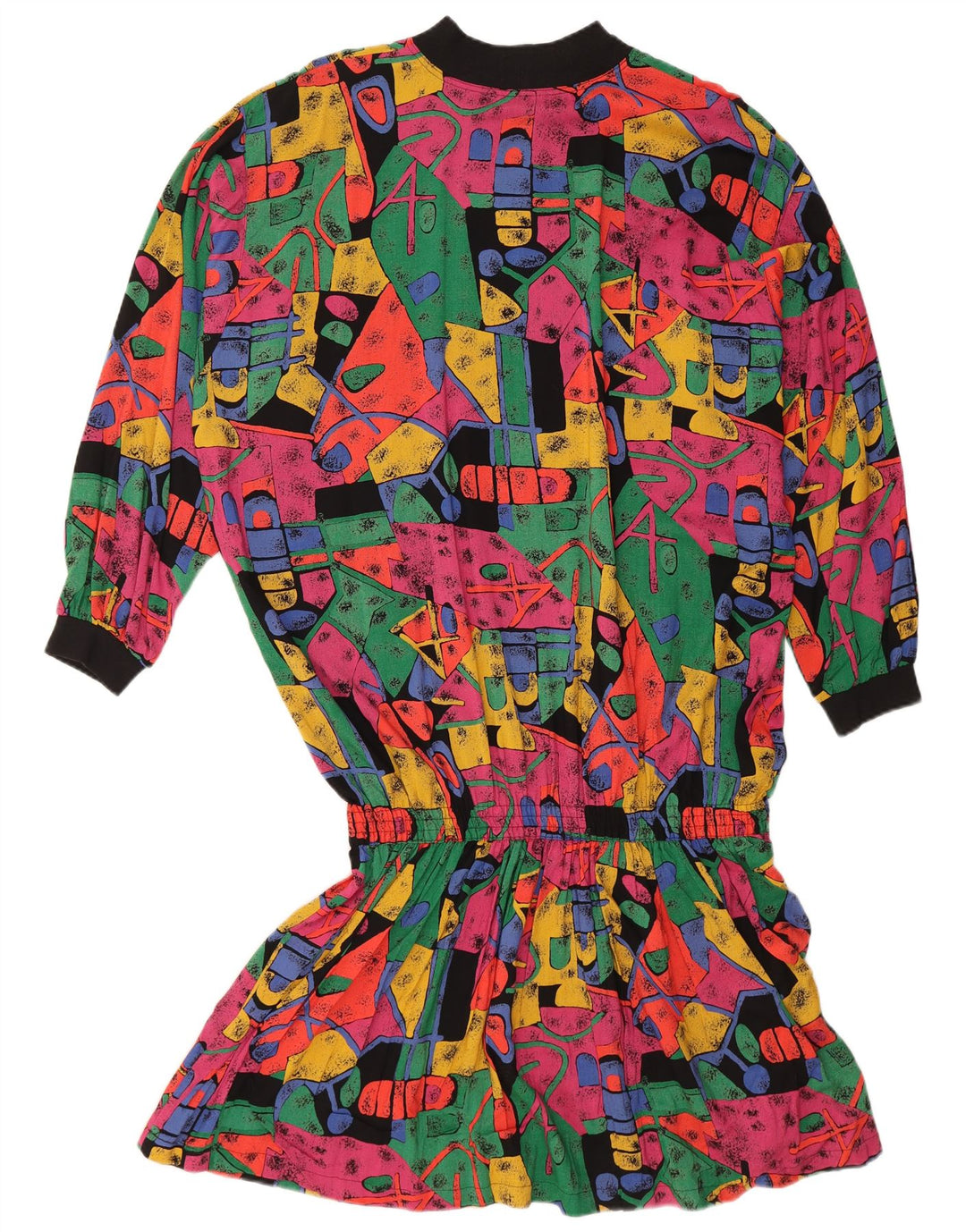 Vintage Dame Drop Waist Dress EU 38 Medium Flerfarvet Geometrisk