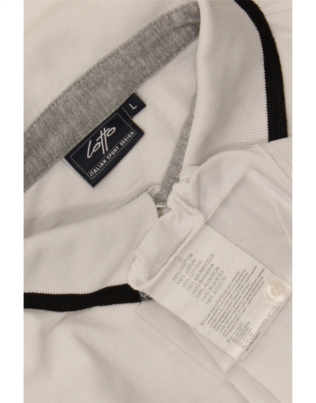 LOTTO Mens Polo Shirt Large White Cotton Vintage Lotto and Second-Hand Lotto from Messina Hembry 