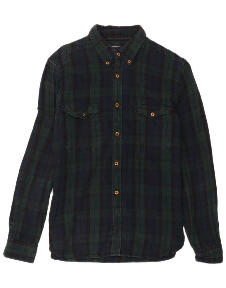 French Connection Herre Regular Fit Flanellskjorte Medium Grøn Ternet Bomuld