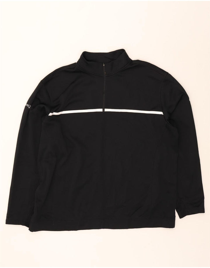 NIKE Mens Therma-Fit Zip Neck Pullover Tracksuit Top 2XL Black Polyester Vintage Nike and Second-Hand Nike from Messina Hembry 