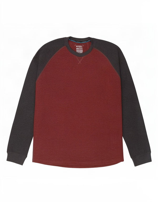 Mountain Warehouse Herre Top Langærmet 3XL Bourgogne Colourblock Bomuld