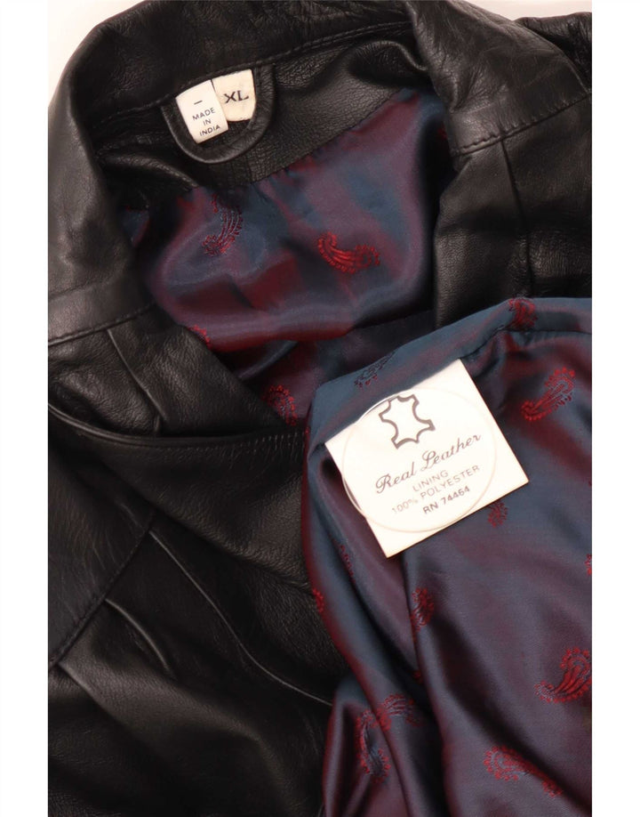 Vintage læderfrakke til kvinder UK 18 XL Sort