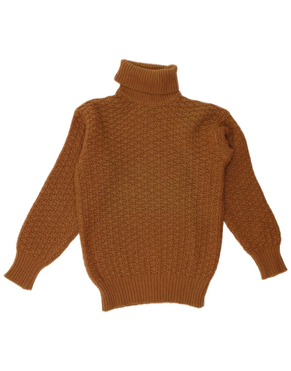 BENETTON Dame Rullehals Sweater UK 12 Medium Brun Uld