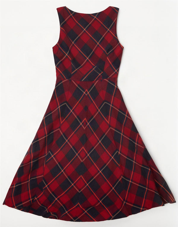 Monsoon Womens Ærmeløs Tea Dress UK 10 Small Bourgogne Plaid Bomuld