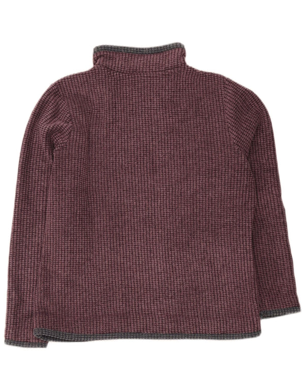 Weird Fish Dame Zip Neck Fleece Jumper UK 14 Large Burgundy Colourblock