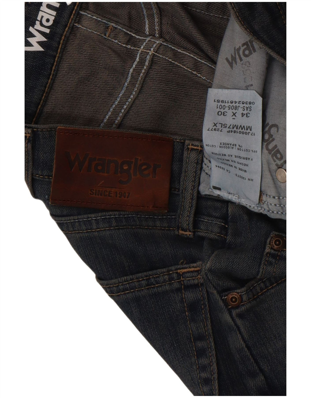 Wrangler Herre Slim Straight Jeans W34 L30 Blå Bomuld