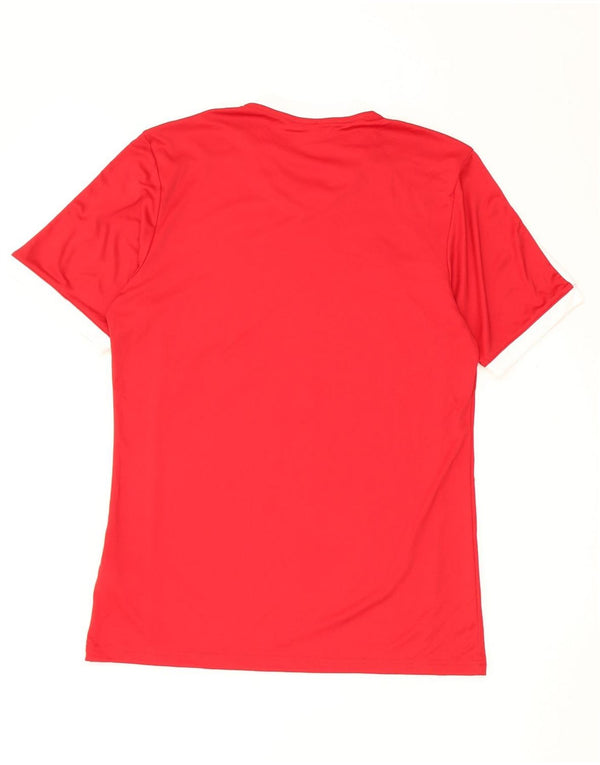 Adidas Mens Climalite T-Shirt Top Medium Red Colourblock Polyester