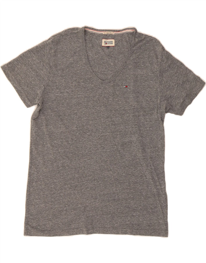 HILFIGER DENIM Womens Oversized T-Shirt Top UK 16 Large Grey Flecked Vintage Hilfiger Denim and Second-Hand Hilfiger Denim from Messina Hembry 