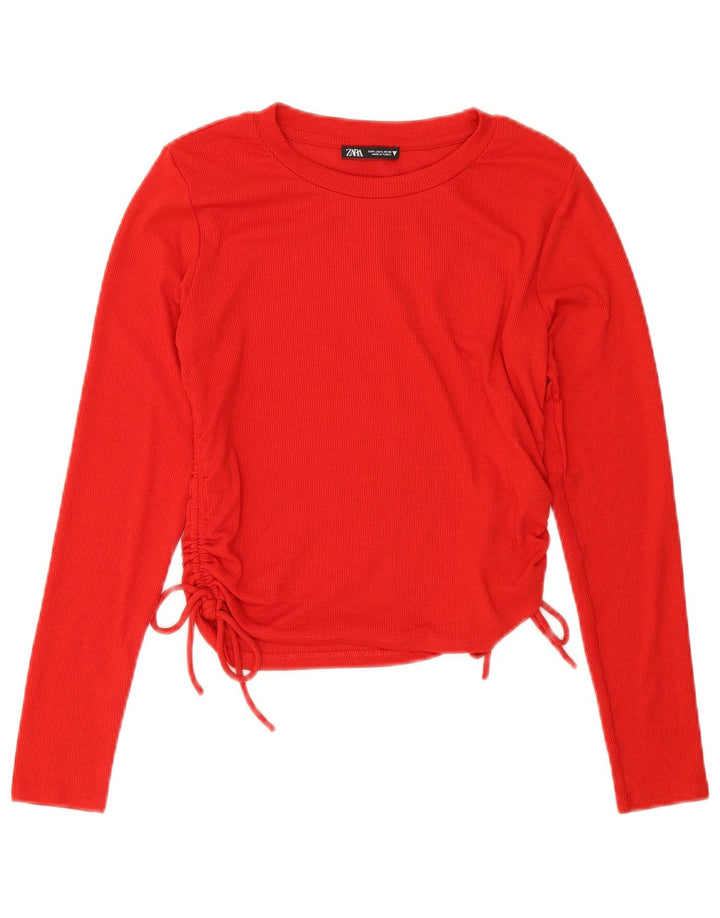 Zara Womens Crop Top Langærmet UK 14 Large Red