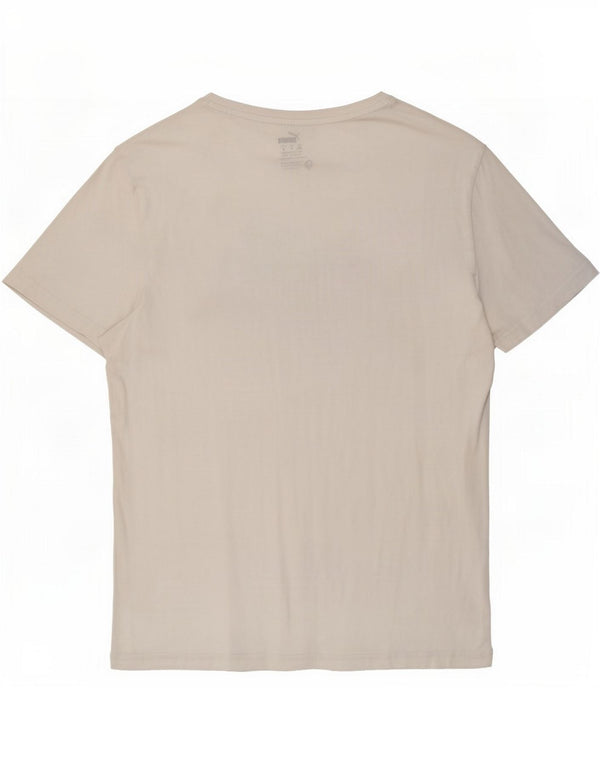 Puma Dame Grafisk T-Shirt Top UK 14 Medium White Cotton