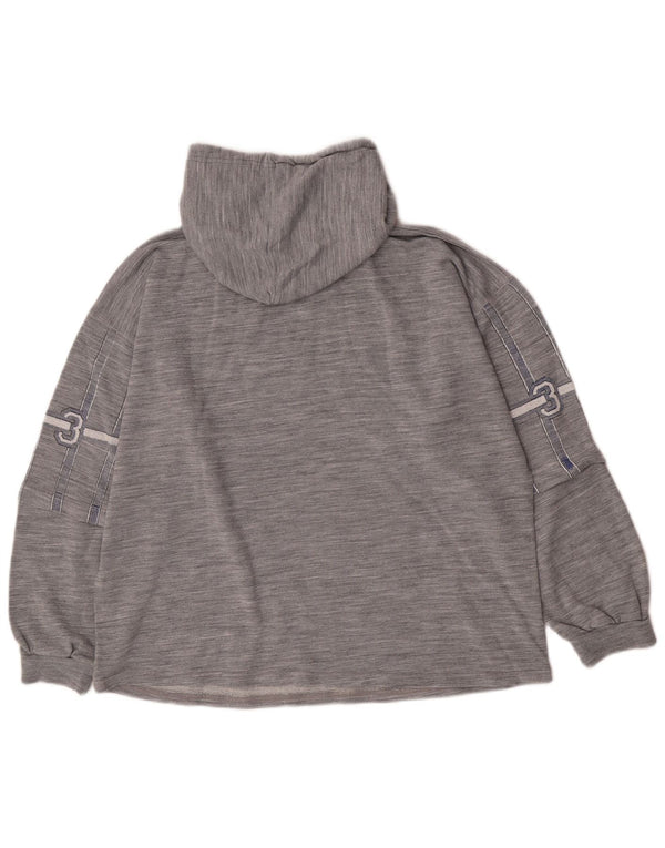 Vintage drenge grafisk oversize hættetrøje trøje 13-14 år grå
