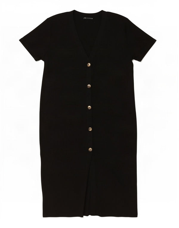 Zara Kortærmede Jumper Kjole til kvinder UK 18 XL Sort Polyester