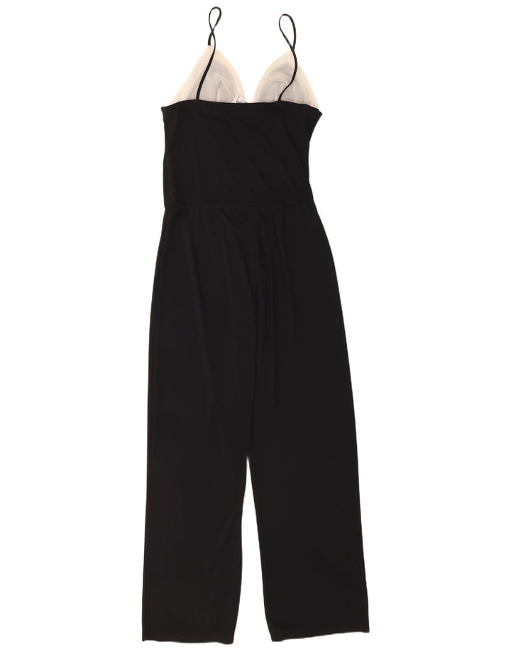 Vintage Dame Jumpsuit UK 10 Small Black Colourblock Polyester