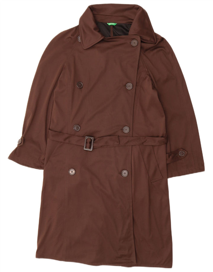 BENETTON Trench Coat til kvinder UK 14 Medium Brun Polyester