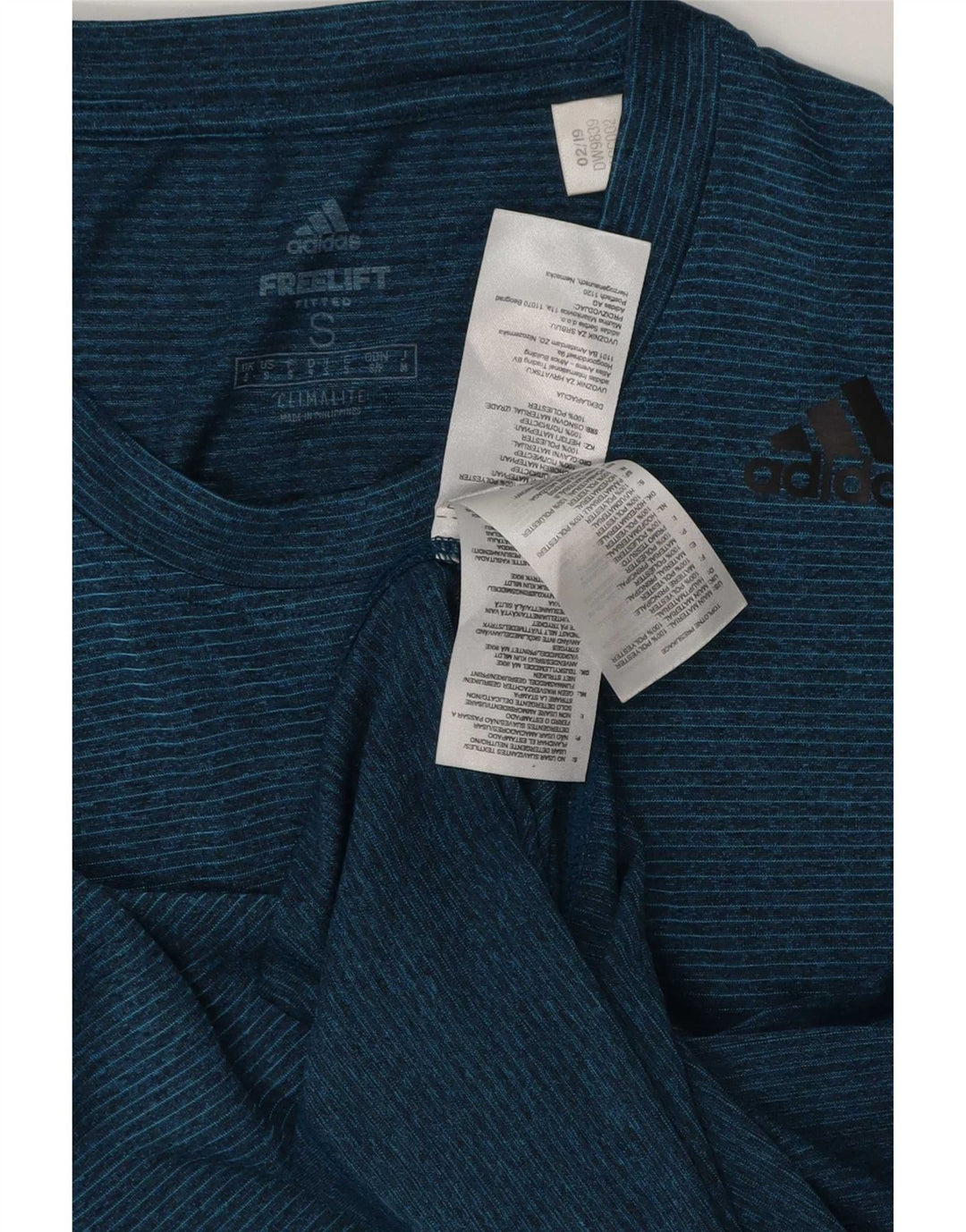 Adidas Climalite T-shirt top til mænd, lille marineblå stribet polyester