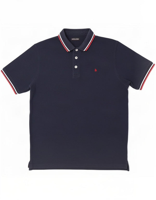 Jack & Jones herre poloshirt XL marineblå stribet bomuld