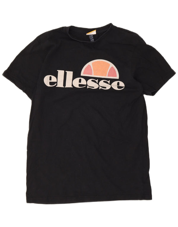 Ellesse Dame Grafisk T-Shirt Top UK 10 Small Black Bomuld