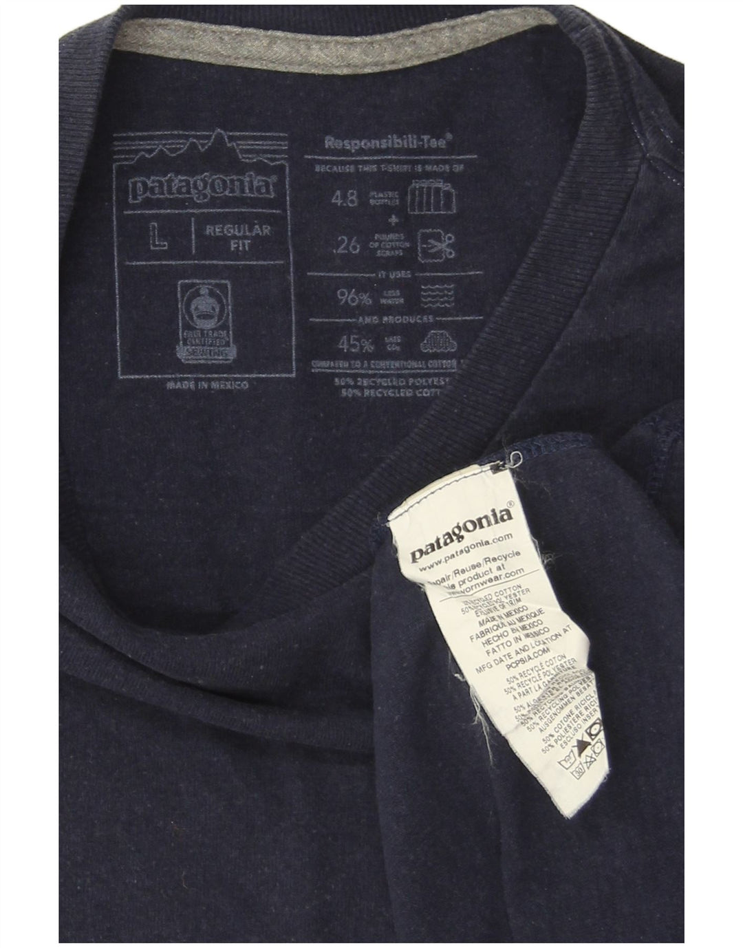 PATAGONIA Herre Regular Fit grafisk top langærmet stor marineblå bomuld