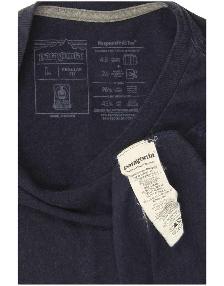 PATAGONIA Herre Regular Fit grafisk top langærmet stor marineblå bomuld