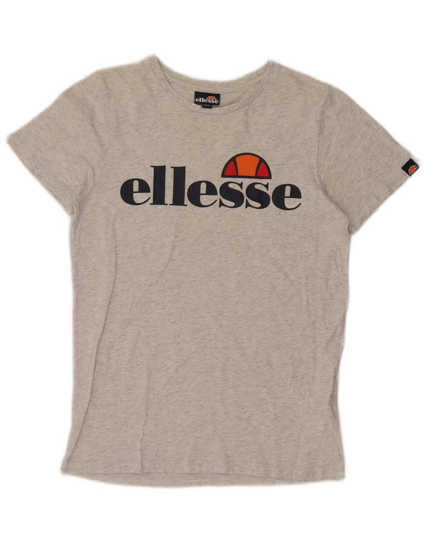 ELLESSE piger grafisk t-shirt top 12-13 år grå flækket bomuld