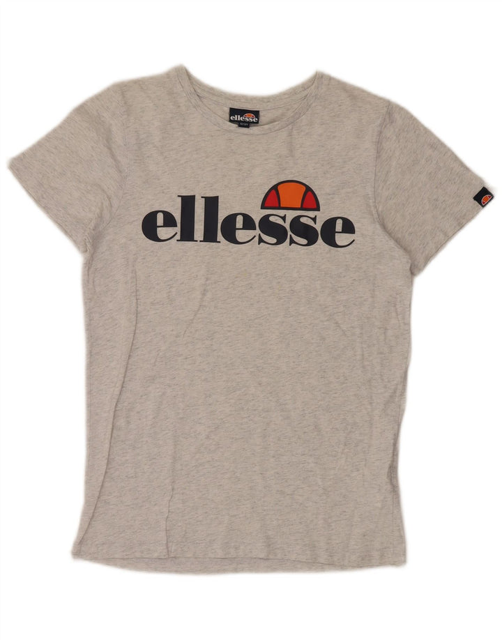 ELLESSE piger grafisk t-shirt top 12-13 år grå flækket bomuld