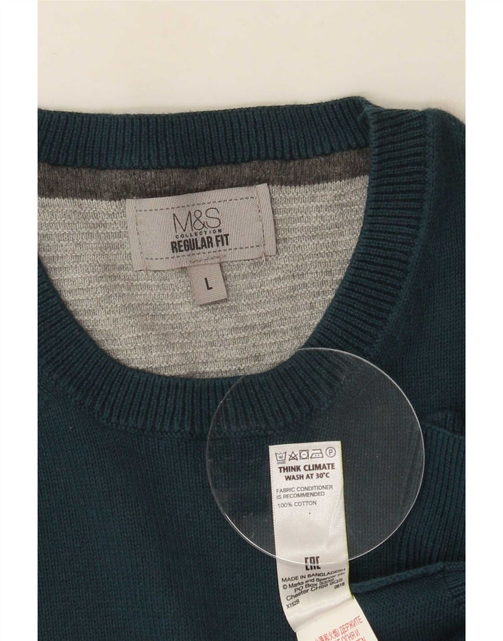 Marks & Spencer Herre Regular Fit Jumper Sweater med rund hals, stor grøn
