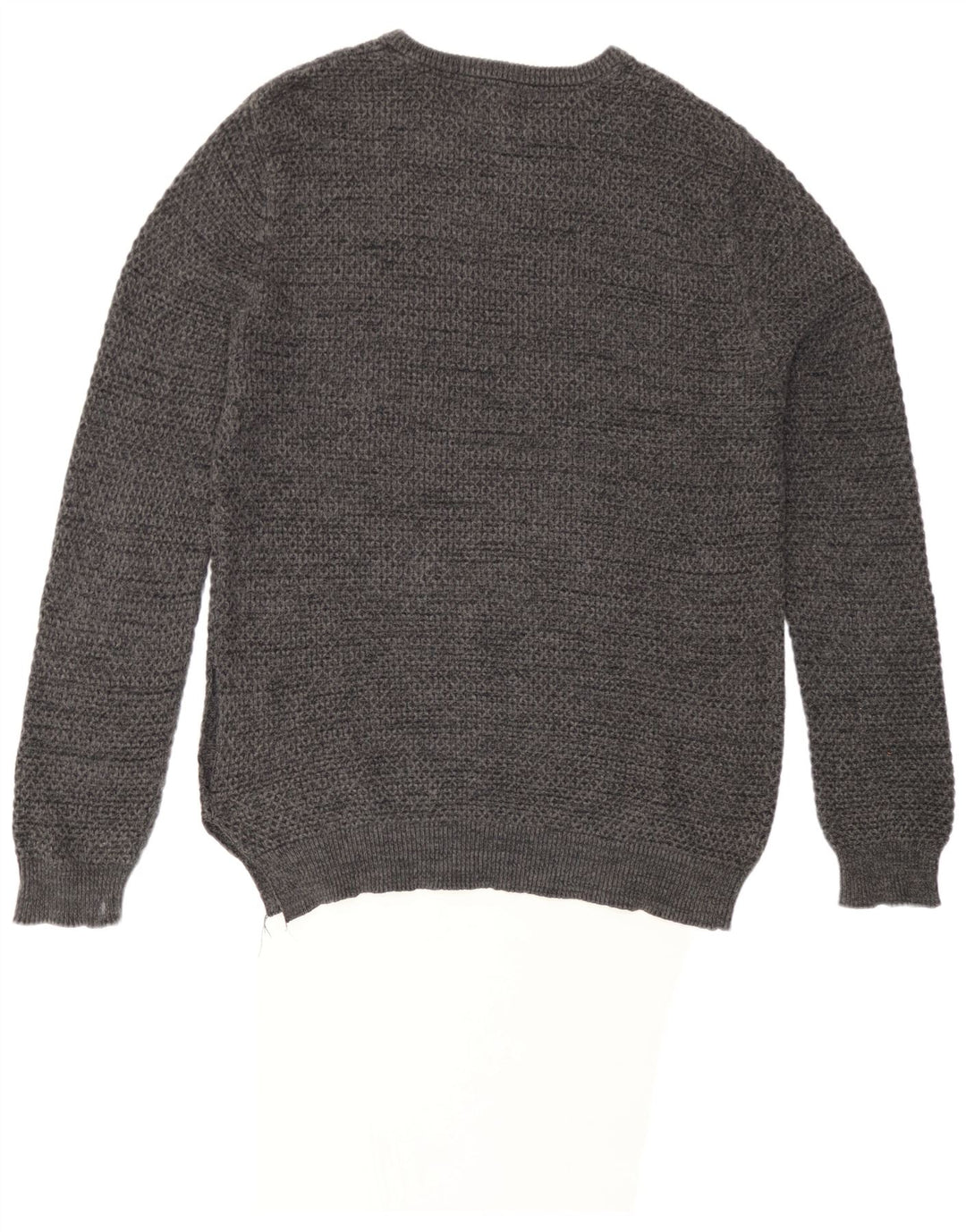 Marks & Spencer Herre sweater med rund hals, stor grå flækket bomuld