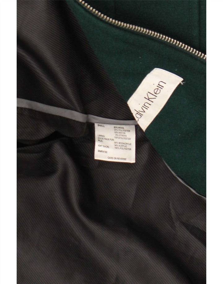 Calvin Klein Trench Coat til kvinder UK 10 Small Green Wool Classic