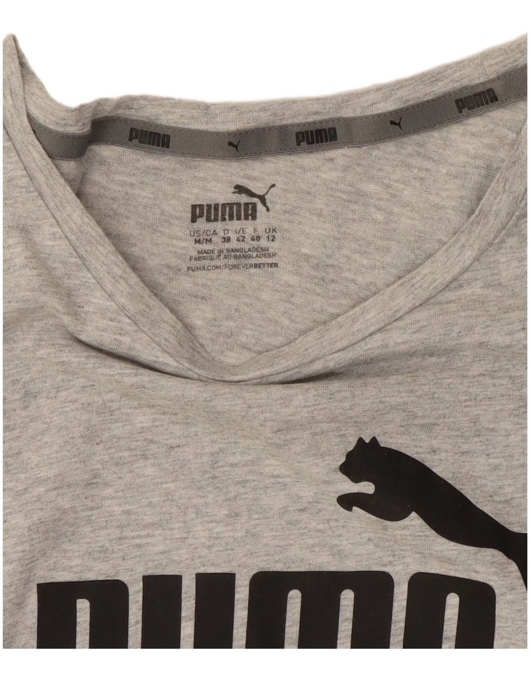 PUMA Grafisk T-shirt top til kvinder UK 12 Medium Grå Flecked