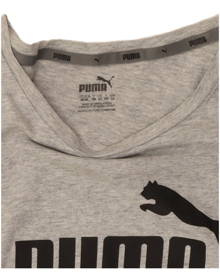 PUMA Grafisk T-shirt top til kvinder UK 12 Medium Grå Flecked