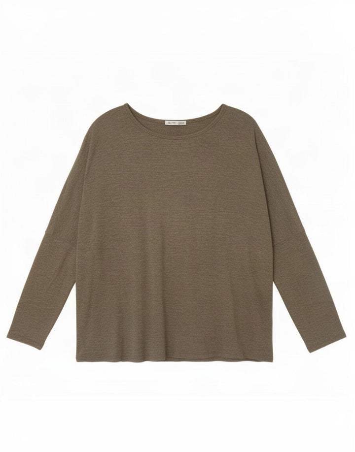 Zara Dame Oversized Top Langærmet UK 10 Small Khaki