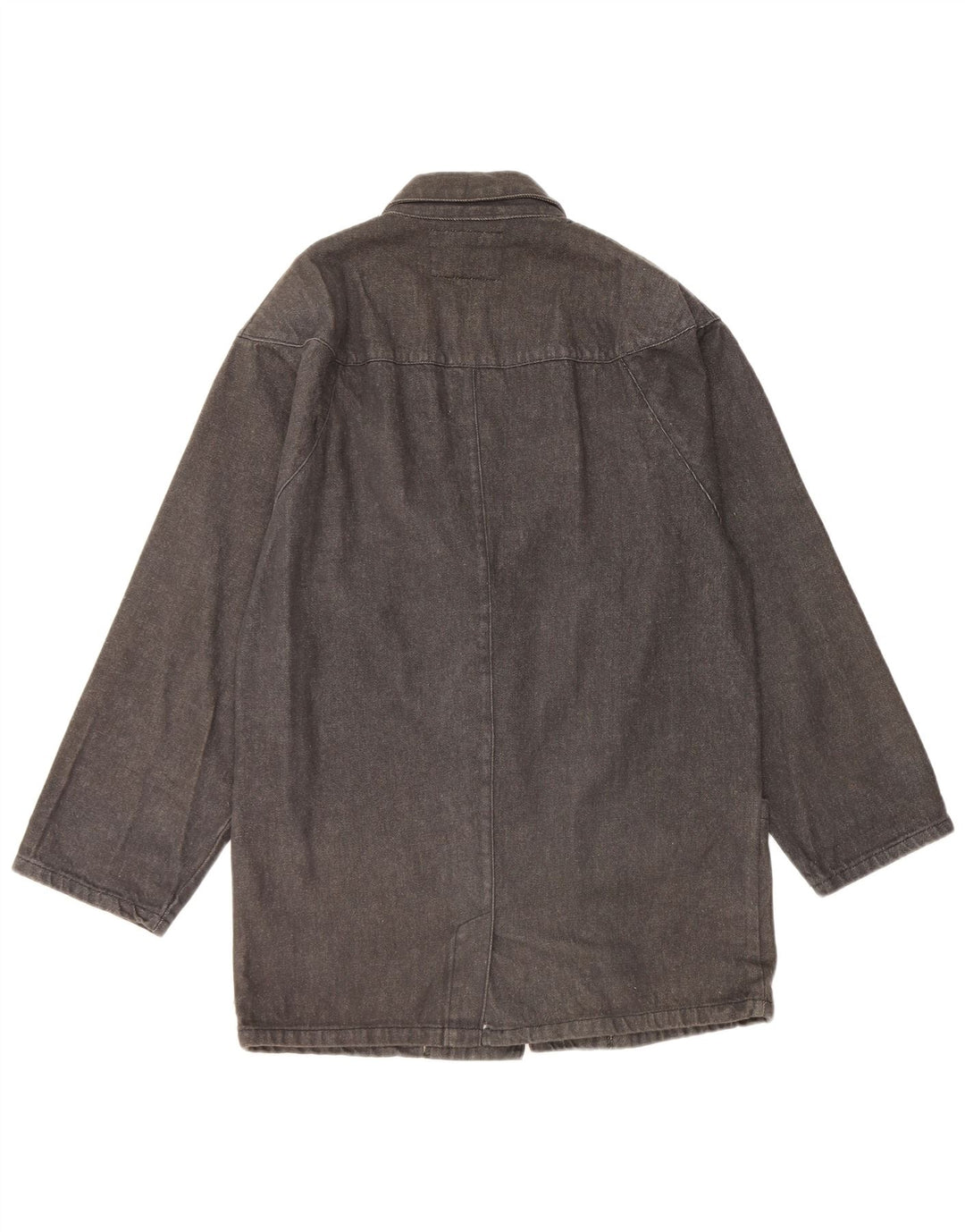 Vintage Dame Oversized Denim Coat UK 14 Medium Sort Bomuld