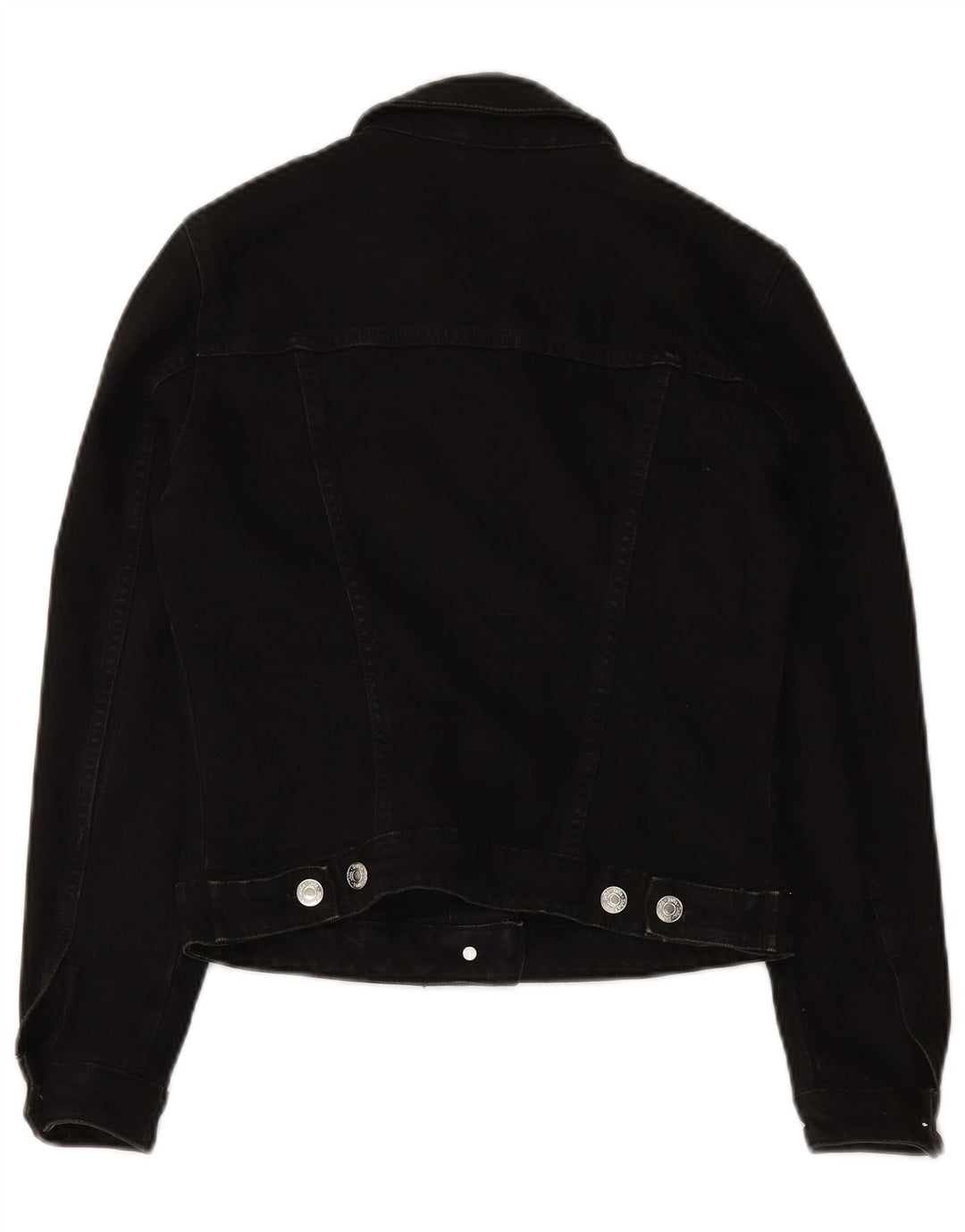ZARA Dame Crop Denim Jacket UK 10 Small Black Bomuld