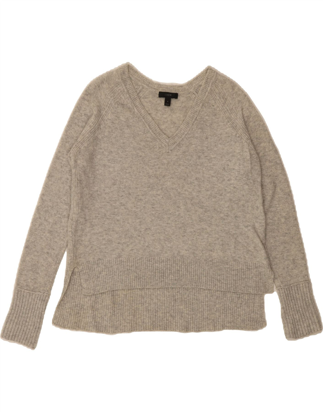 J. CREW Womens Oversized V-Neck Jumper Sweater UK 10 Small Grey Flecked Vintage J. Crew and Second-Hand J. Crew from Messina Hembry 