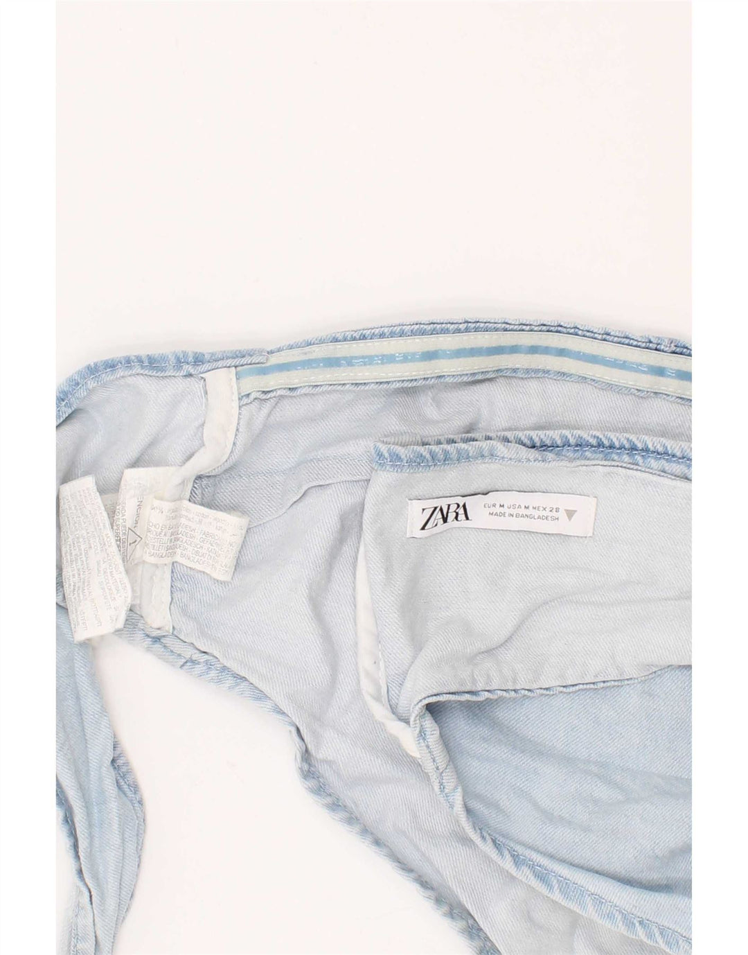 Zara Dame Denim Crop Top Medium Blue Bomuld