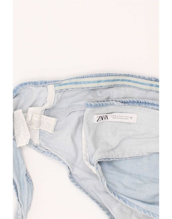 Zara Dame Denim Crop Top Medium Blue Bomuld