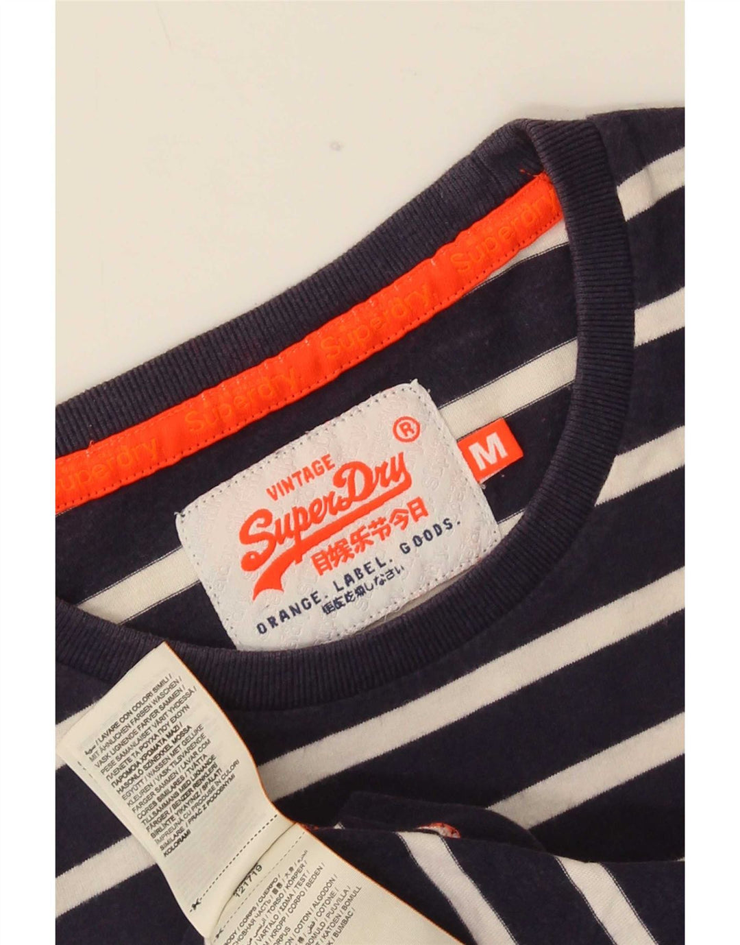 Superdry T-shirt top til mænd mellem marineblå stribet bomuld