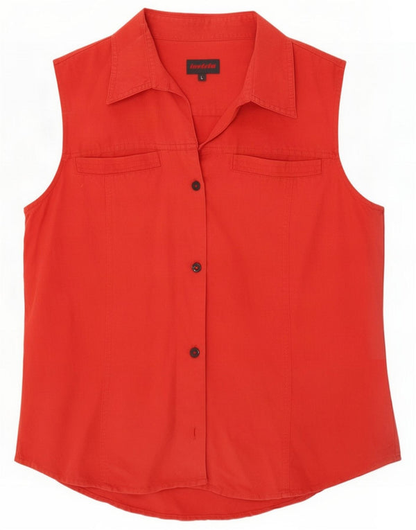 Invicta ærmeløs skjortebluse til kvinder UK 16 Large Red Linen