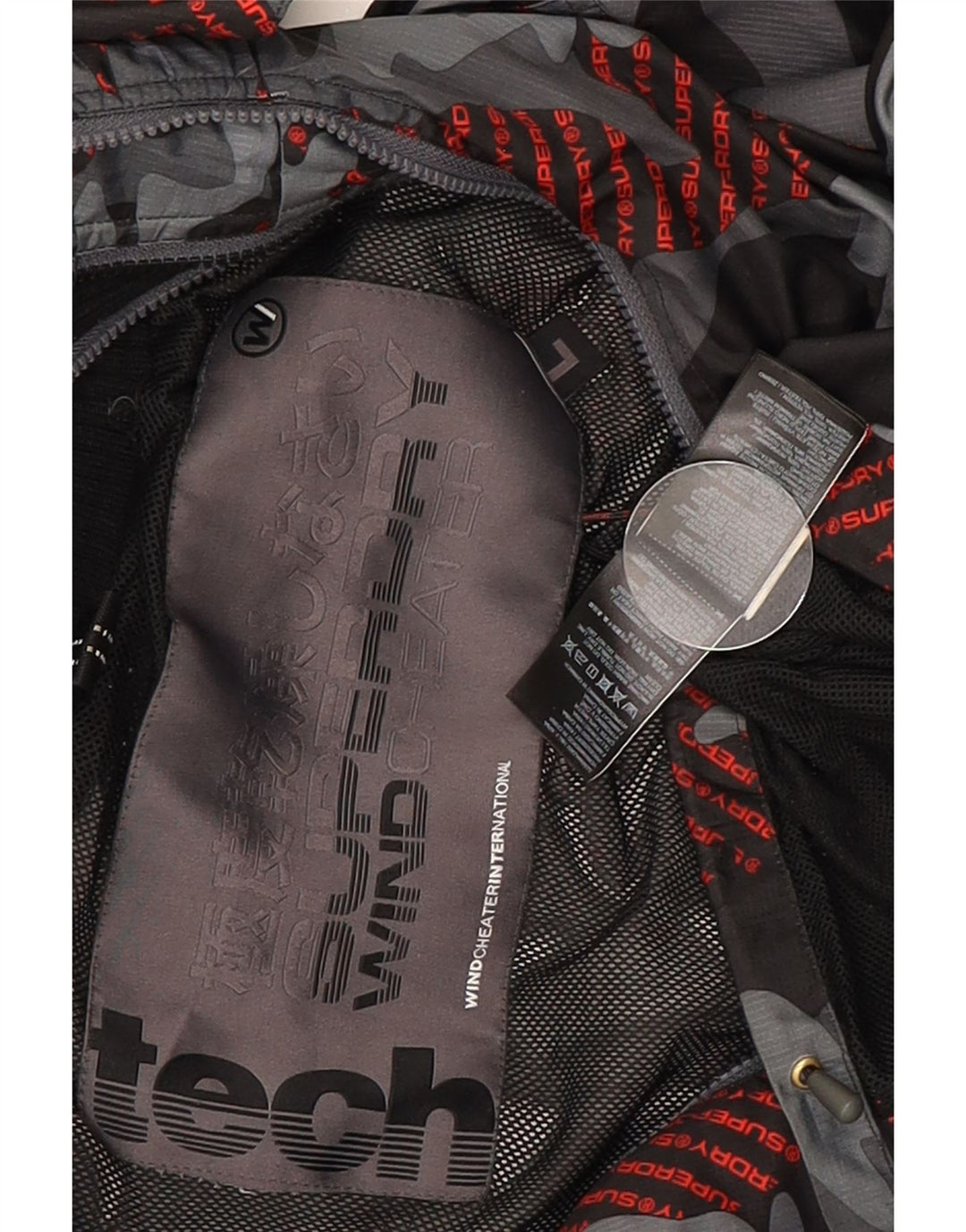 Superdry Herre Windcheater Grafisk regnjakke UK 40 Stor grå Camouflage