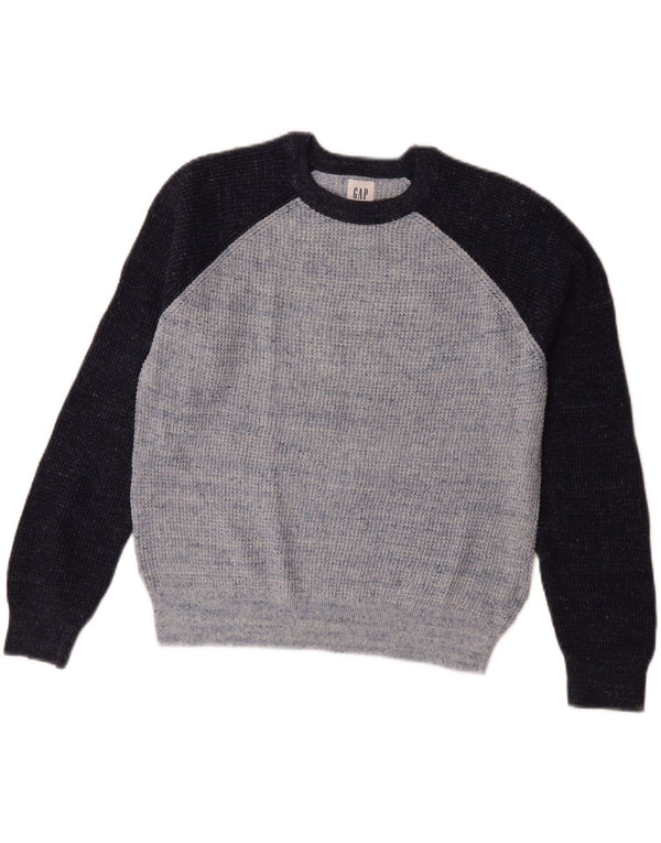 Gap Boys sweater med rund hals 11-12 år XL Blå Colourblock Bomuld