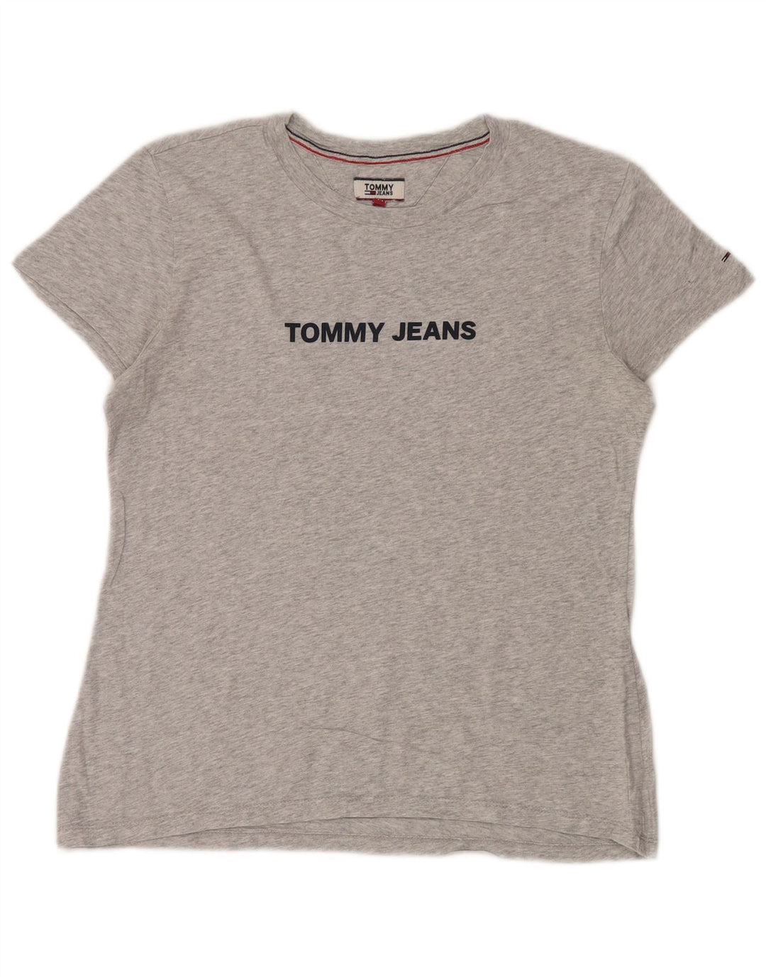 Tommy Hilfiger Dame Grafisk T-Shirt Top UK 14 Medium Grå Flecked