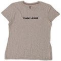 Tommy Hilfiger Dame Grafisk T-Shirt Top UK 14 Medium Grå Flecked