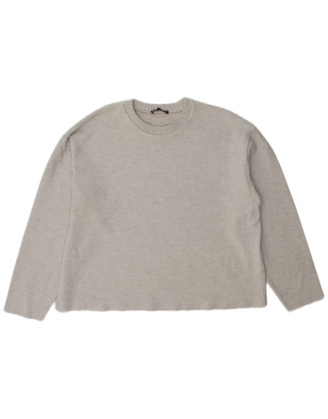 Zara Dame Jumper Sweater UK 16 Stor Grå Polyester
