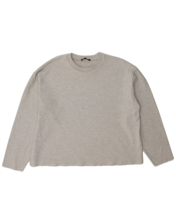 Zara Dame Jumper Sweater UK 16 Stor Grå Polyester